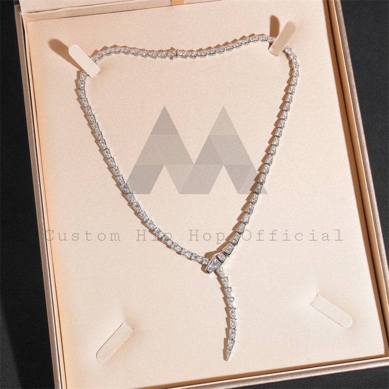 Iced Out Moissanite Diamond Sterling Silver 925 Snake Necklace for Women in Hip Hop Jewelry Style0