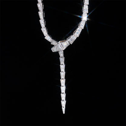Iced Out Moissanite Diamond Pass Diamond Tester Colar de cobra de prata esterlina 925 para mulheres