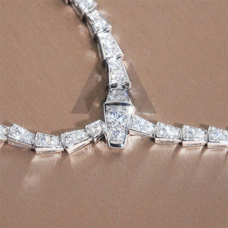 Iced Out Moissanite Diamond Pass Diamond Tester Sterling Silver 925 Snake Necklace For Women