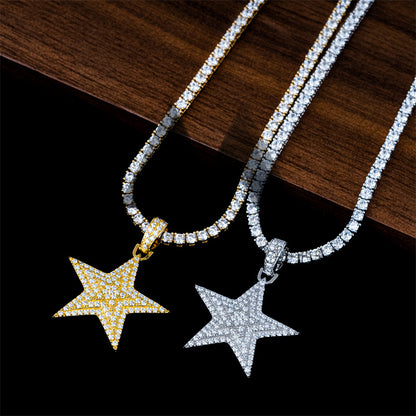 Серебряный кулон с муассанитом и бриллиантом «Звезда Давида», подходящий для теннисной цепи 3 мм, мужское ожерелье