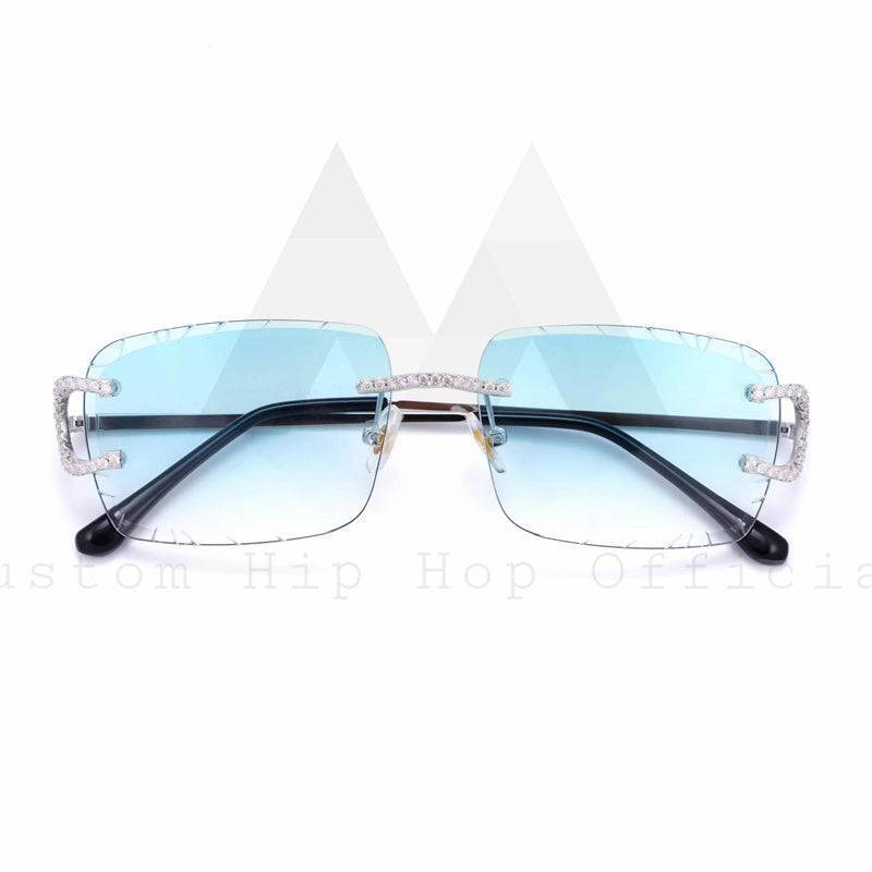 Iced Out 925 Sterling Silver VVS Moissanite Diamond Sunglasses For Men