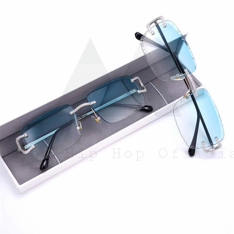 Iced Out 925 Sterling Silver VVS Moissanite Diamond Sunglasses For Men