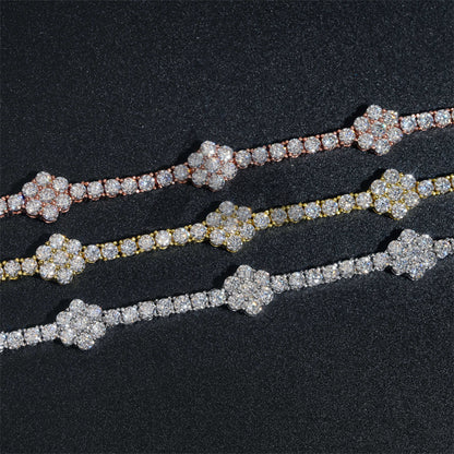 New Arrival 925 Silver 3MM Iced Out Moissanite Tennis Bracelet with Cluster0