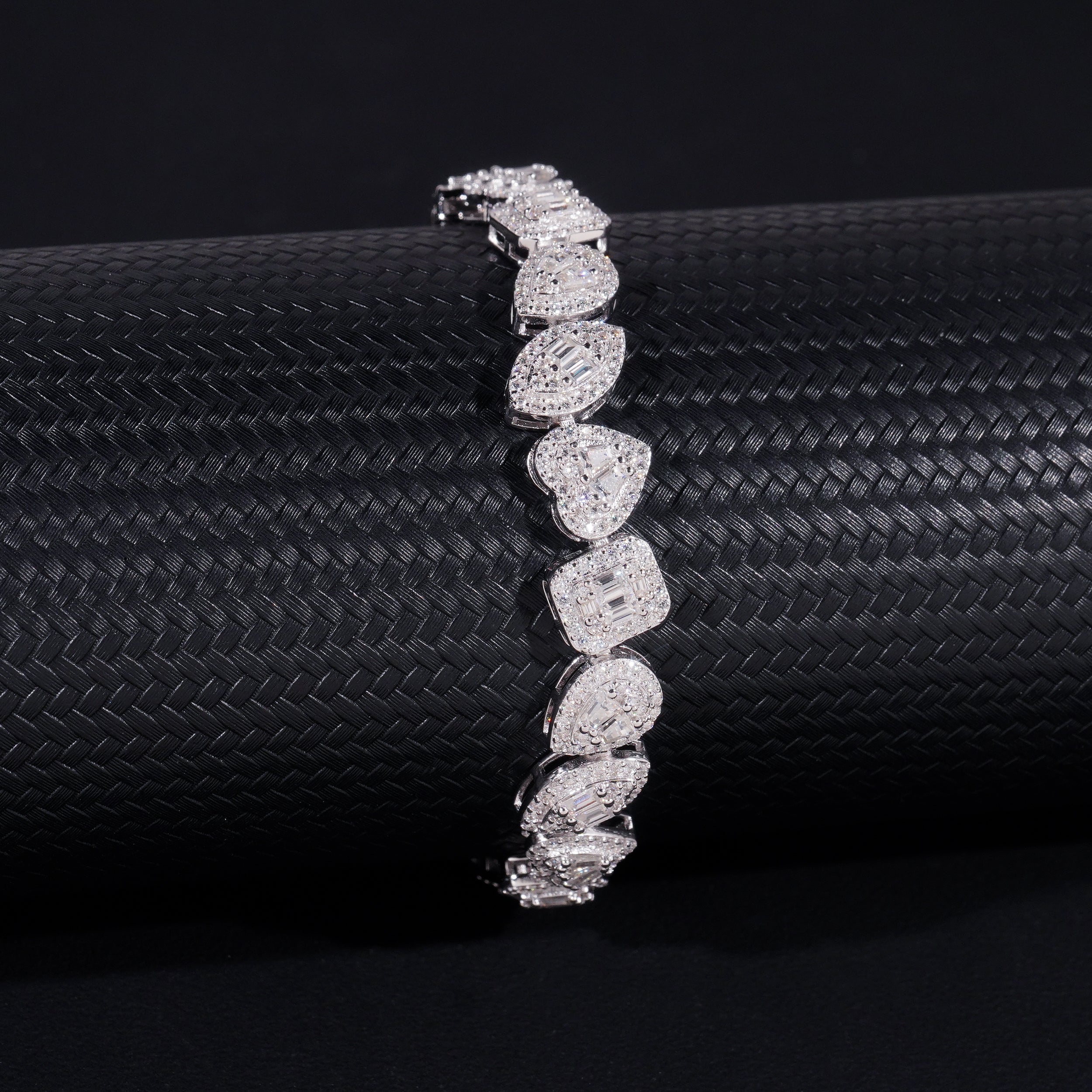 New Arrival Fancy Cut VVS Moissanite Diamond Tennis Bracelet Sterling Silver 925