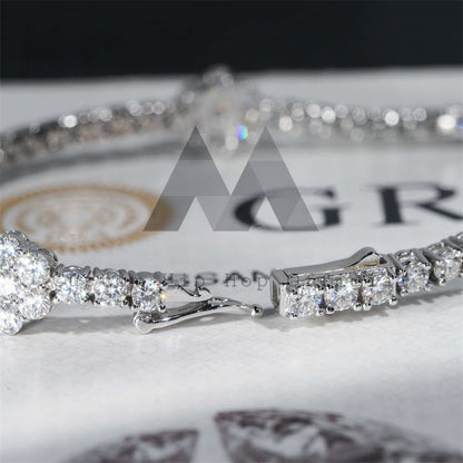 New Arrival 925 Silver 3MM Iced Out Moissanite Tennis Bracelet with Cluster5