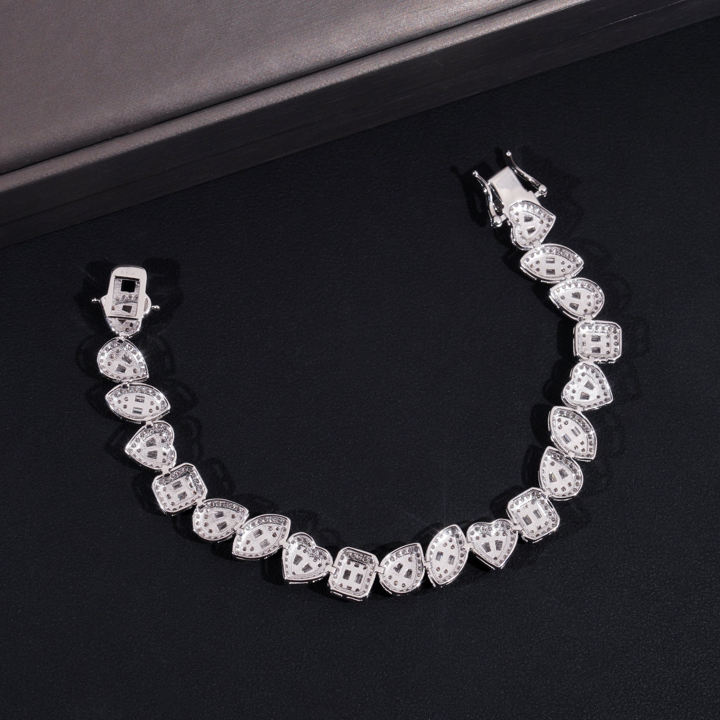 New Arrival Fancy Cut VVS Moissanite Diamond Tennis Bracelet Sterling Silver 925