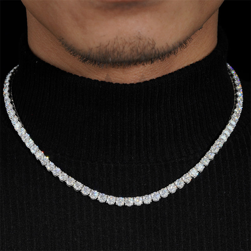 Hand Made High Quality Men Chain 10K Solid Real Gold 5MM Moissanite Diamond Tennis Chain Necklace