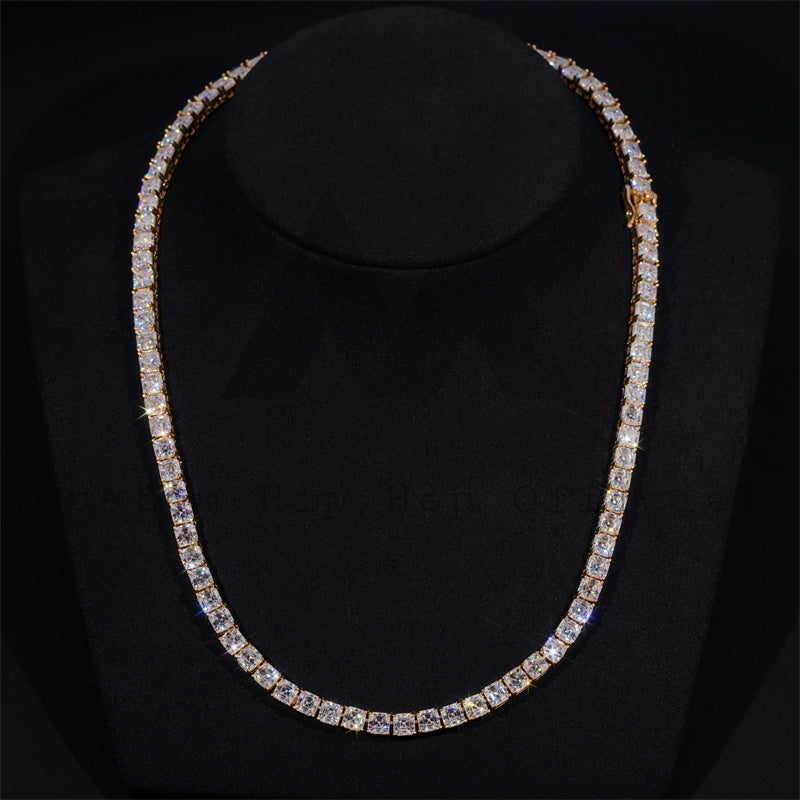 1CT Asscher Cut Moissanite Diamond Tennis Chain 18K Gold Plated Over 925 Silver