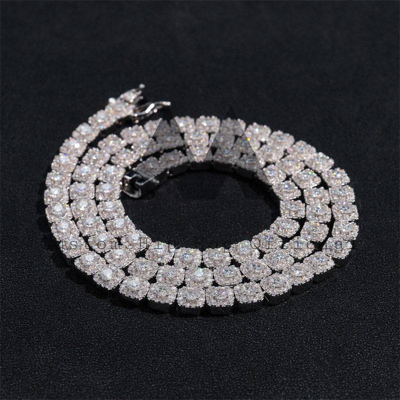 Hip Hop Iced Out Men Women Fashion Classic Design 6MM Silver 925 Moissanite Cluster Tennis Chain