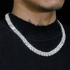 Hip hop jewelry featuring 8MM Baguette Diamond Cut Moissanite Tennis Chain Necklace in 925 Sterling Silver0