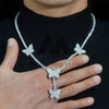 2024 Iced Out 925 Silver Butterfly Charm Tennis Necklace for Men Hip Hop Jewelry2