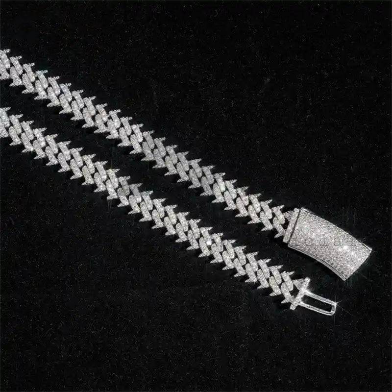 VVS Moissanite Cuban Link Chain 925 Silver Hip Hop Jewelry