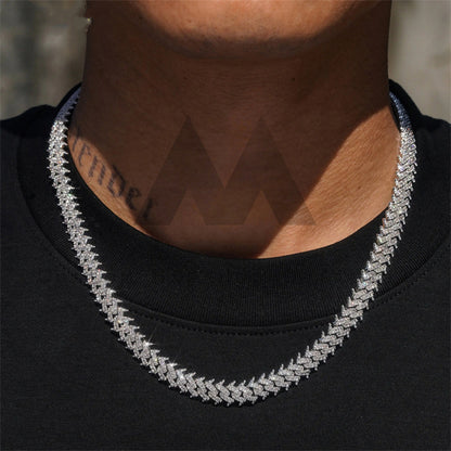 Iced Out Hip Hop Rapper Jewelry Pass Diamond Tester 10mm Wire Spike Cuban Link Chain Set VVS Moissanite 925 Silver