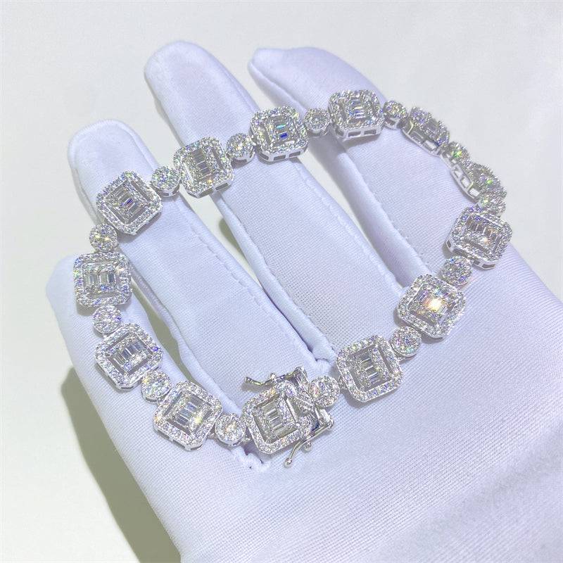 VVS Moissanite Iced-Out Tennis Bracelet Hip Hop Sterling Silver Jewelry