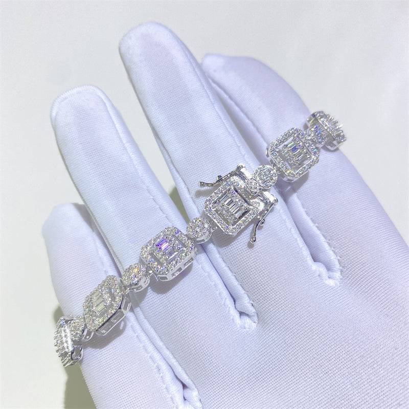 VVS Moissanite Iced-Out Tennis Bracelet Hip Hop Sterling Silver Jewelry