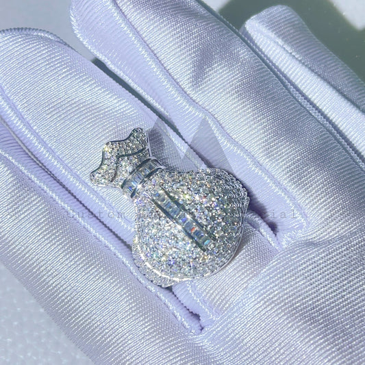 New Arrival 925 Silver Iced Out Hip Hop VVS Moissanite Diamonmd Money Bag Ring