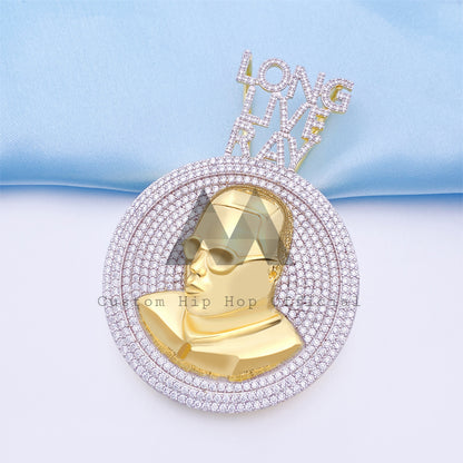 2 inch width solid gold 10k 14k 18k VVS moissanite diamond hip hop pendant with portrait0