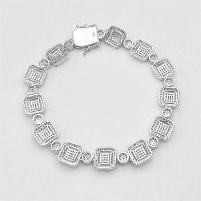 Теннисный браслет в стиле хип-хоп из стерлингового серебра с бриллиантами и багетом с муассанитом VVS
