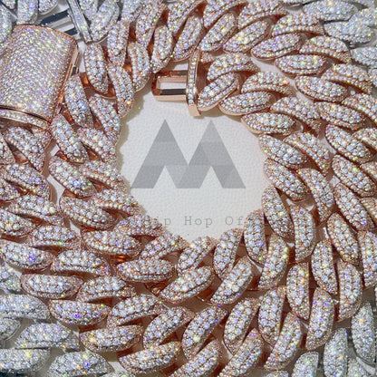 New Arrival 22MM Thick Solid Heavy Cuban Chain 3D Design Silver Moissanite
