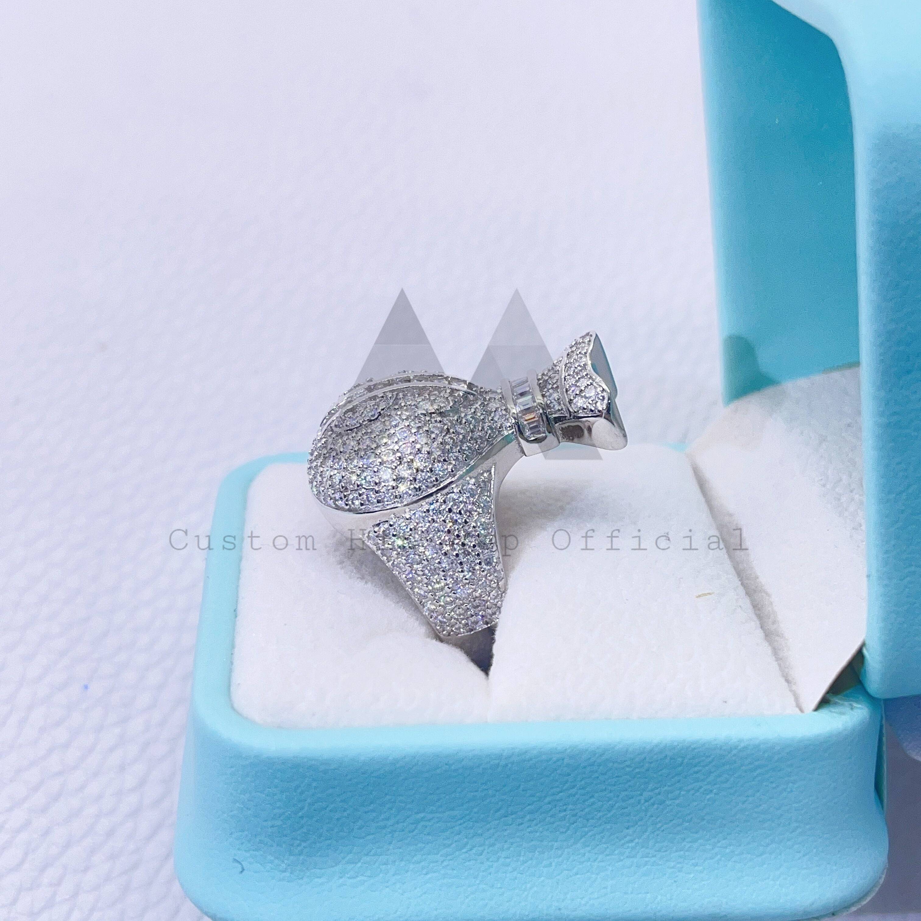 New Arrival 925 Silver Iced Out Hip Hop VVS Moissanite Diamonmd Money Bag Ring