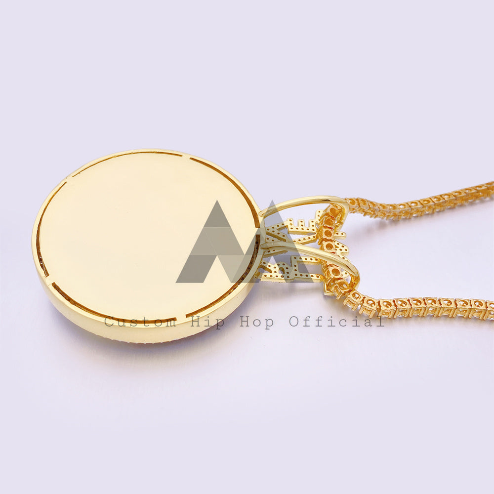 2 inch width solid gold 10k 14k 18k VVS moissanite diamond hip hop pendant with portrait2