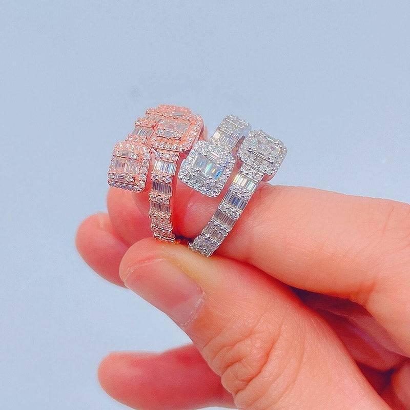 Hip hop jewelry featuring GRA certificated pass diamond tester solid silver baguette moissanite diamond nail ring1