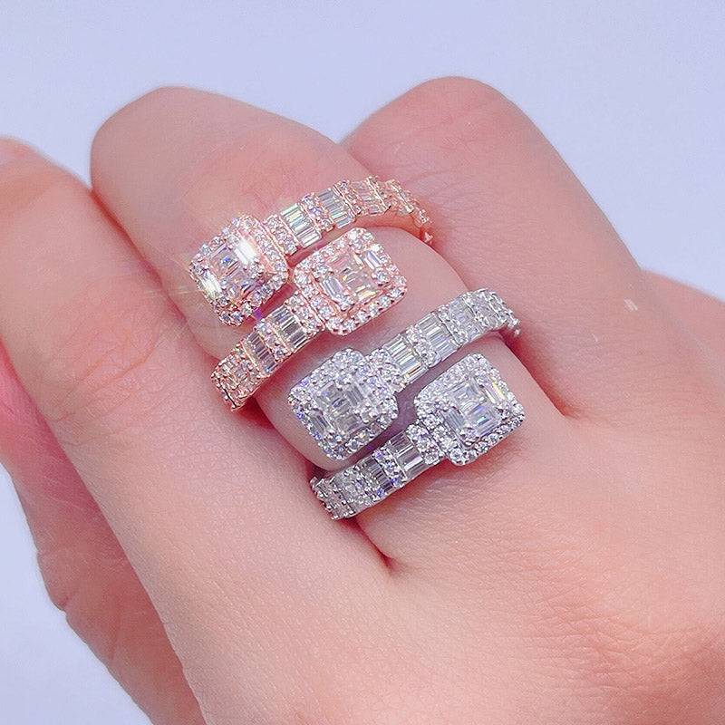 Hip hop jewelry featuring GRA certificated pass diamond tester solid silver baguette moissanite diamond nail ring0