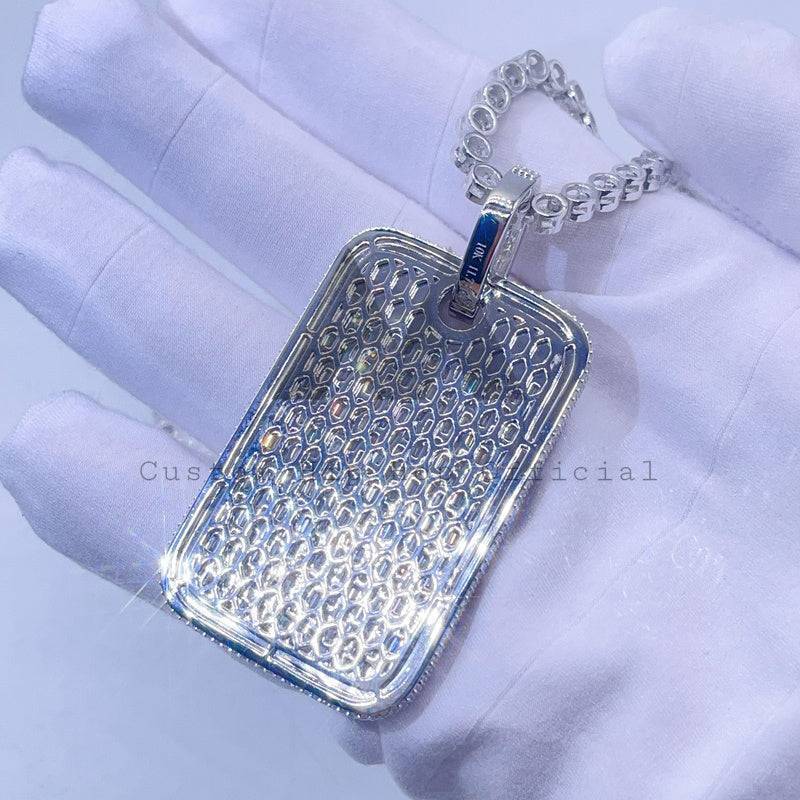 Iced Out Moissanite Diamond Dog Tag 925 Sterling Silver Hip Hop Jewelry Pendant1