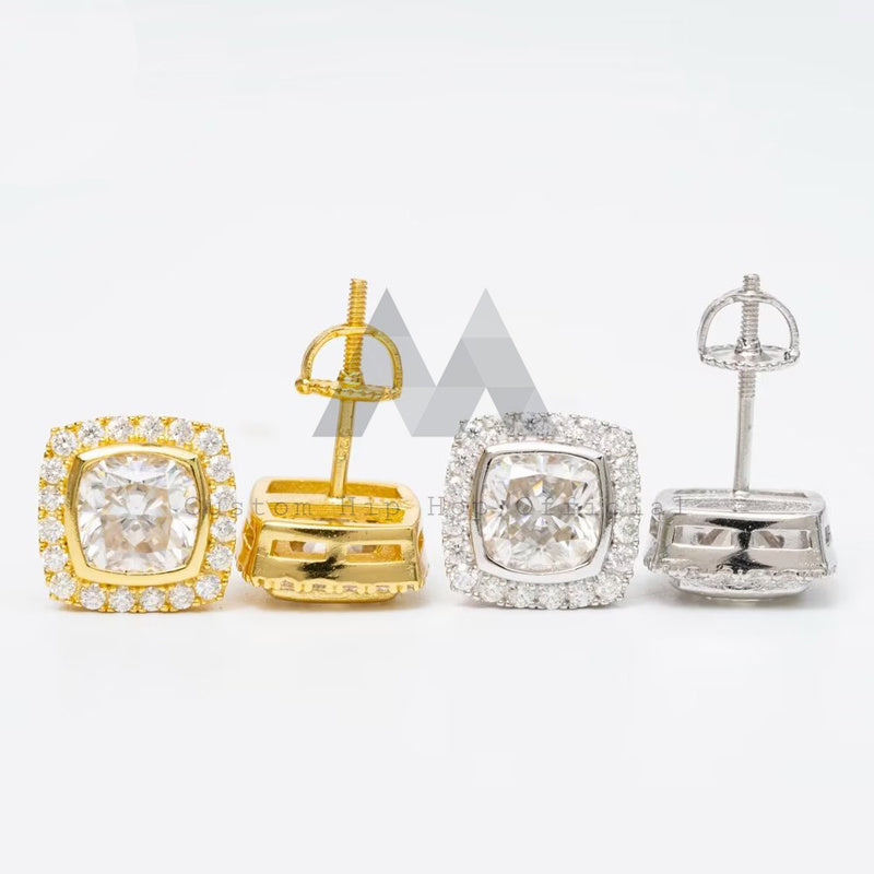Серьги в стиле хип-хоп со льдом, завинчивающиеся назад с тестером для бриллиантов VVS Moissanite Diamond Pass