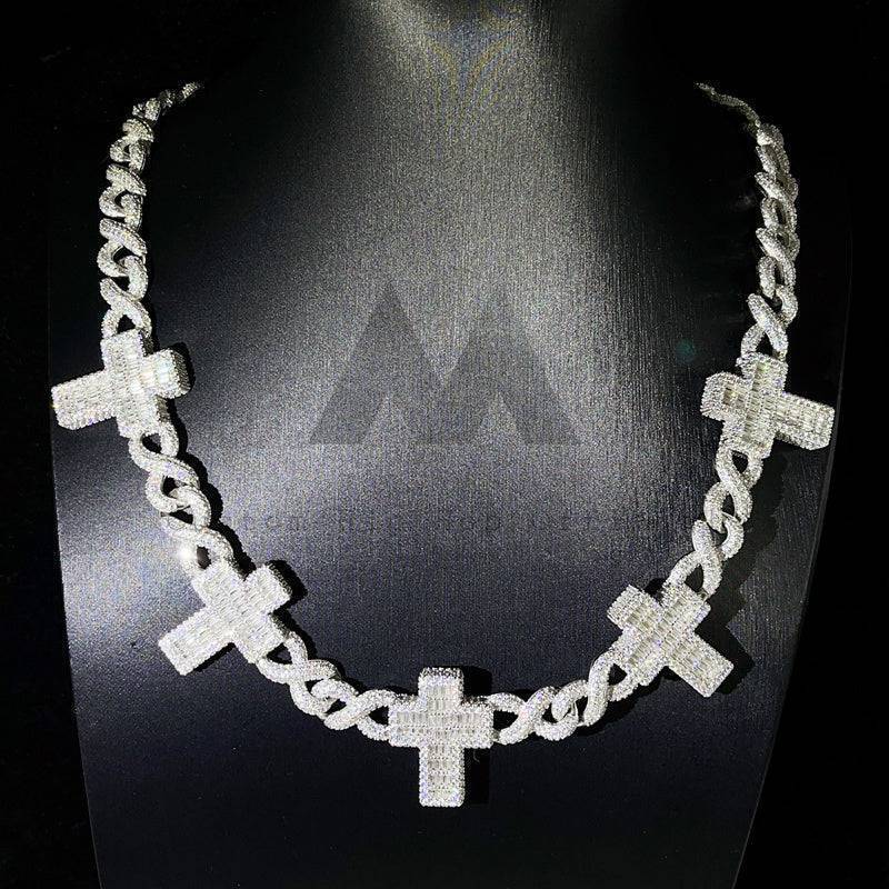 12MM Diamond Cross Infinity Link Chain 14K Gold