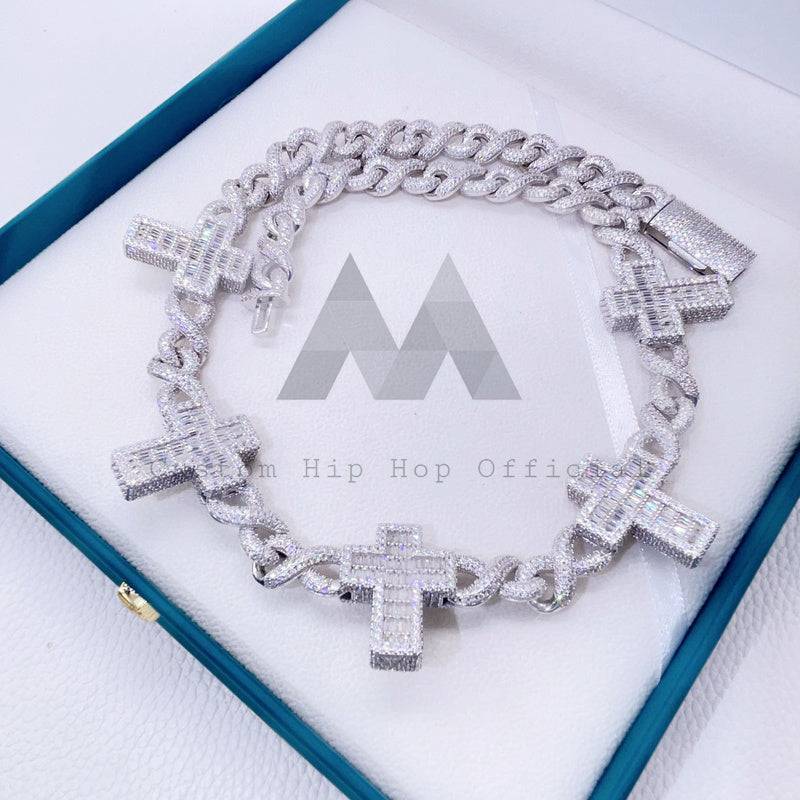 12MM Diamond Cross Infinity Link Chain 14K Gold
