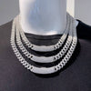 10mm VVS Moissanite Diamond Iced Out Cuban Link Chain With Long Curved Clasp