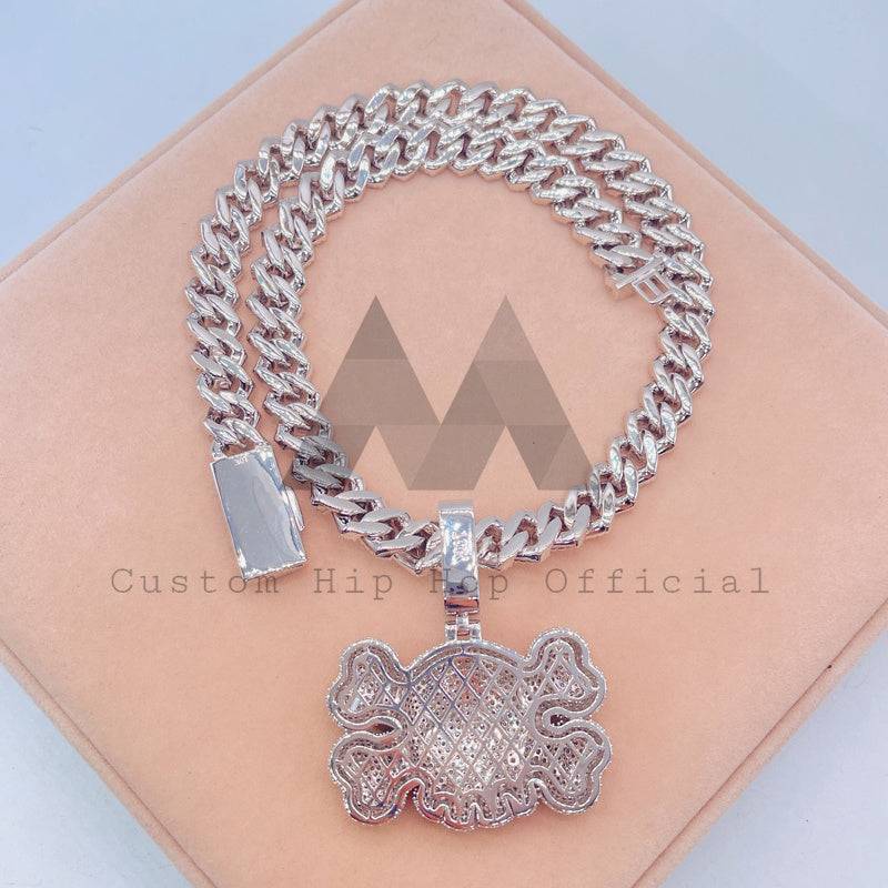 Iced Out Kaws Moissanite Diamond Pendant with Hip Hop Cuban Chain hip hop jewelry