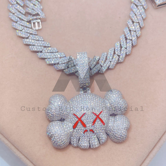 Iced Out Moissanite Diamond Kaws Pendant with 10MM Cuban link Chain