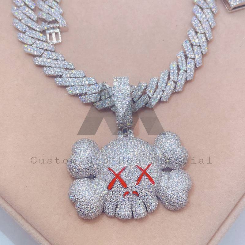 Iced Out Kaws Moissanite Diamond Pendant with Hip Hop Cuban Chain hip hop jewelry