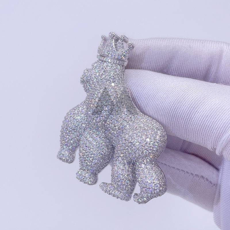 Hip hop jewelry featuring VVS Moissanite Diamond Iced Out Gorilla Pendant suitable for 13MM Cuban Chain2