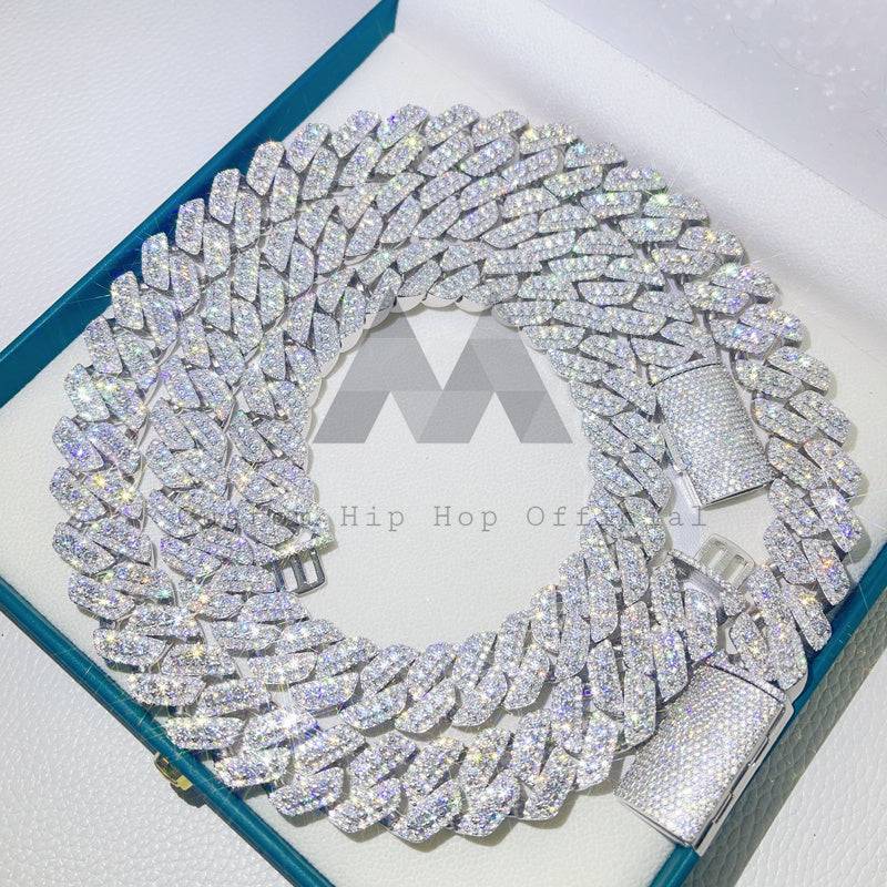 Hip Hop Iced Out Miami Thick Cuban Chain Silver With Moissanite4