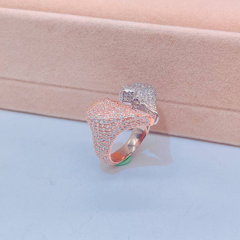 GRA Certificated Rose Gold 2 Tone Moissanite Broken Heart Ring hip hop jewelry1