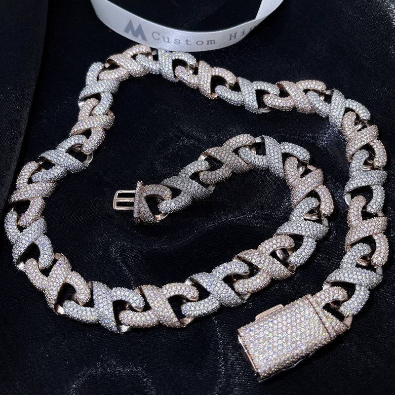 Hip hop iced out 15MM VVS Moissanite Infinity Link Chain jewelry