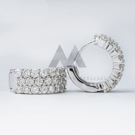Серьги-кольца VVS с бриллиантами Iced Out из муассанита, стерлинговое серебро, белое золото