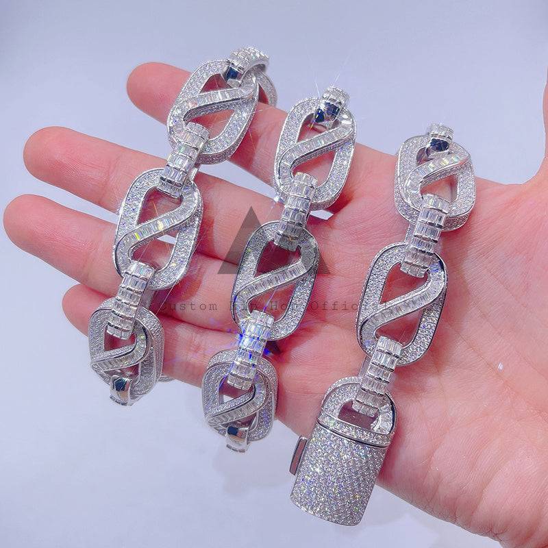 925 Silver 18MM VVS Moissanite Iced Out Hip Hop Jewelry Chain