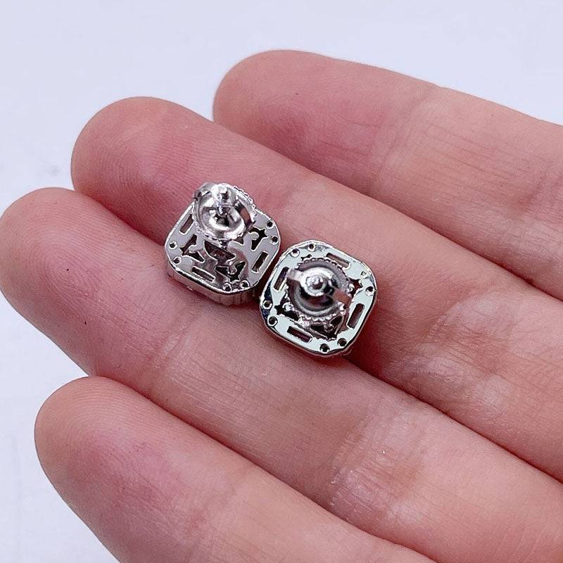 Elegant Sterling Silver VVS Moissanite Baguette Mix Stud Earrings