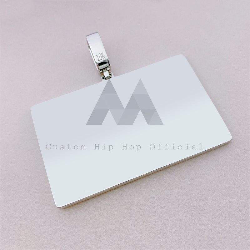 Solid Silver VVS Moissanite Iced Out Pendant resembling a Credit Card1