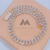 Yellow Gold 2 Tone 18MM Baguette Moissanite Cuban Link Chain Iced Out Hip Hop Jewelry1