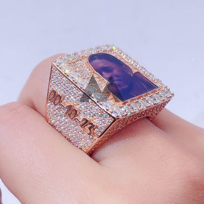 Custom made VVS Moissanite Championship Ring with Memory Photo Picture hip hop jewelry4