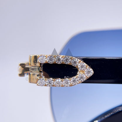 Óculos de sol VVS Moissanite Diamond em ouro amarelo sólido 10k