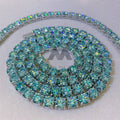 Hip hop jewelry featuring GRA 6.5MM Tiffany Blue Green Moissanite Tennis Chain in White Gold 925 Silver2