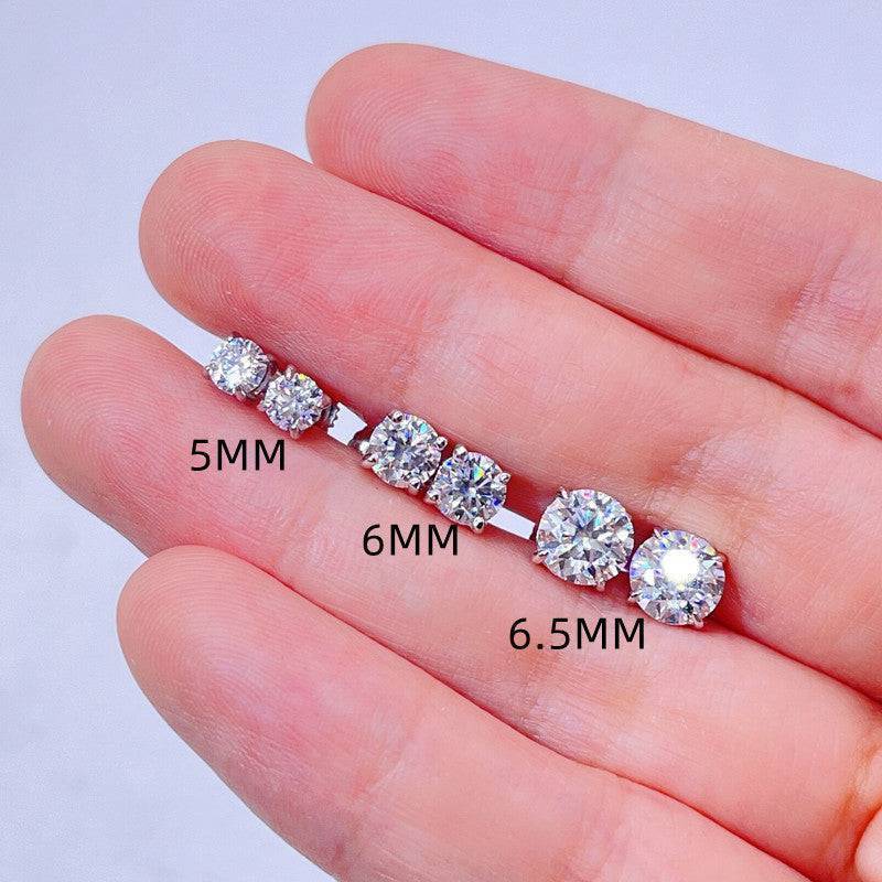 Hot Sell Sterling Silver 925 White Gold VVS Moissanite Stud Earrings Screw Back