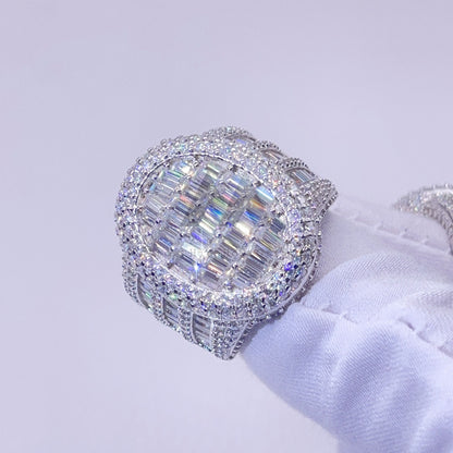 Овальное кольцо из серебра 925 пробы с муассанитом vvs, хип-хоп для мужчин