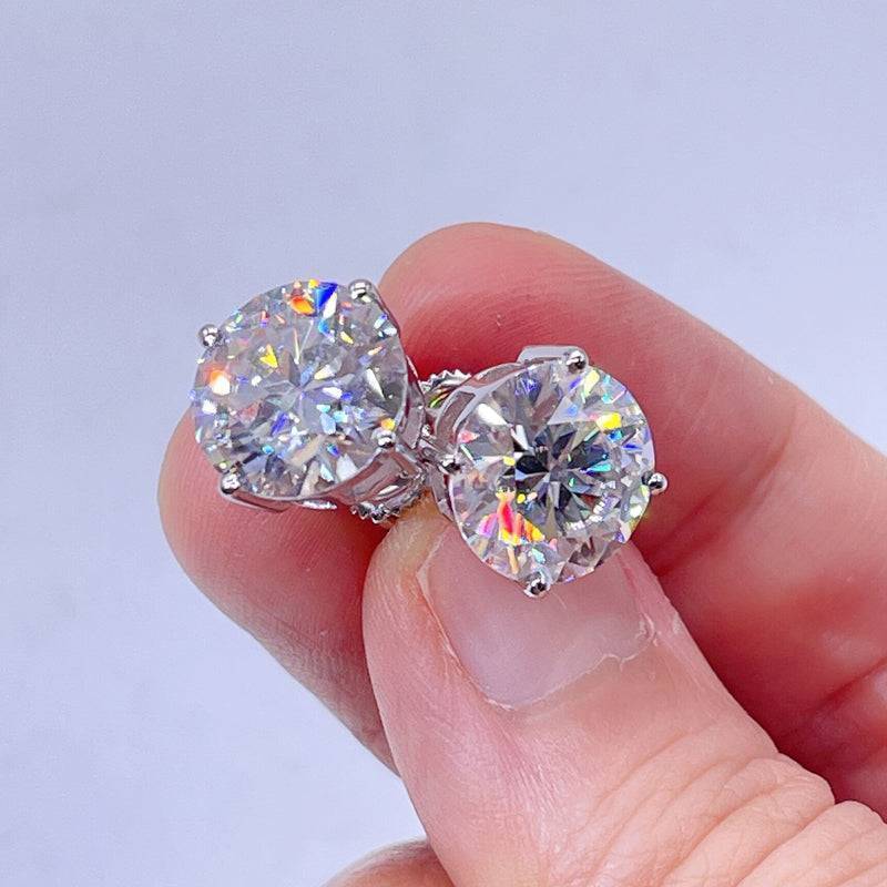 Hot Sell Sterling Silver 925 White Gold VVS Moissanite Stud Earrings Screw Back